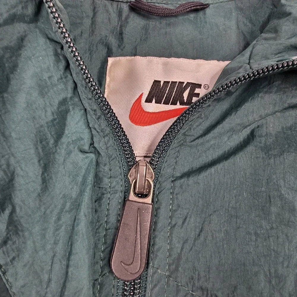 Vintage Nike Pullover Mens Large Center Swoosh Windbreaker‎ Forest Green 90s